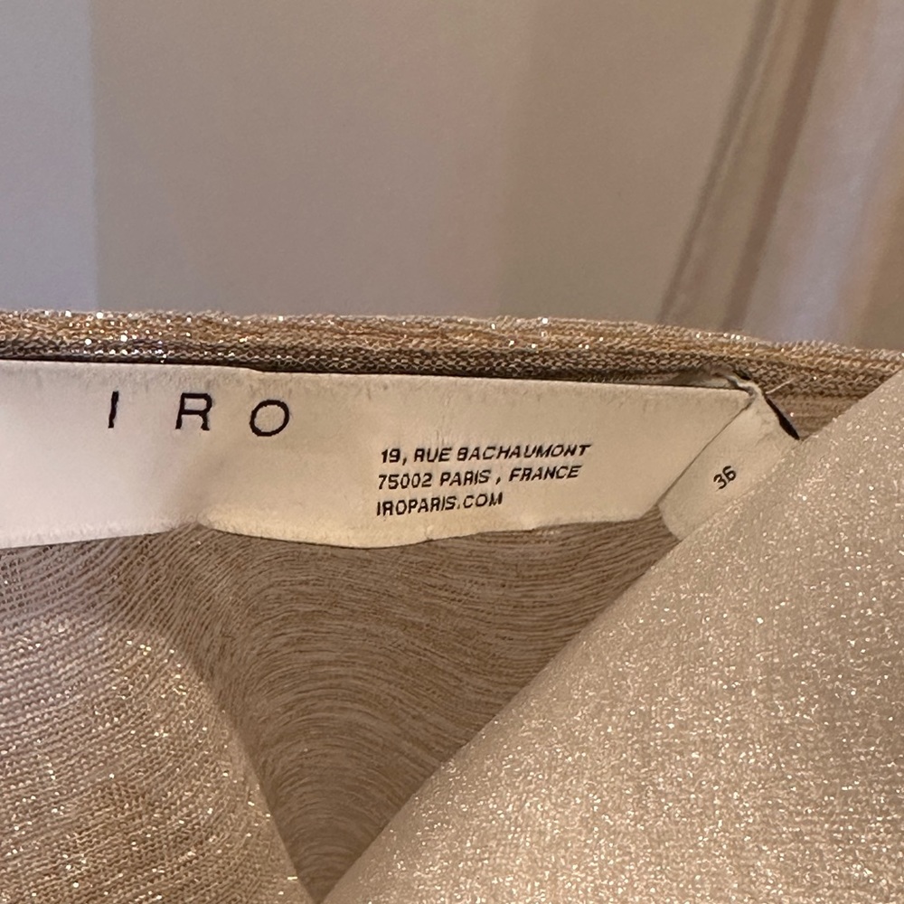 IRO Ruffled Gold Lame Wide Tiered Mini Dress - Picture 6 of 6